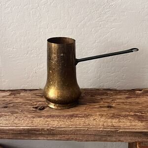 Vintage Hammered Copper Brass Coffee Pot 7.5" Turkish Cezve Pourer